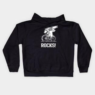 Bear Cycling Rocks with rocking finger sign riding bicycle very fast Kids Hoodie